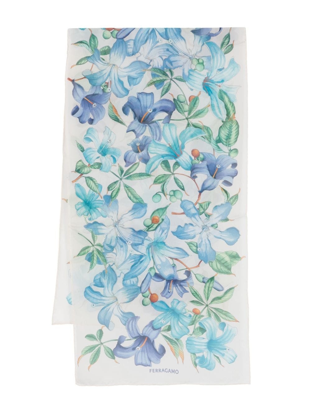 floral-motif silk scarf - 1