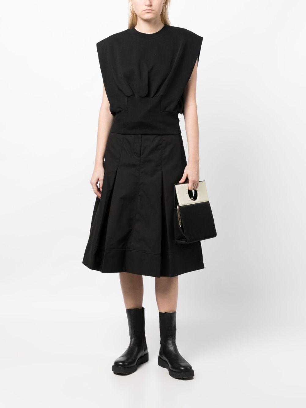 crew-neck sleeveless cotton top - 2
