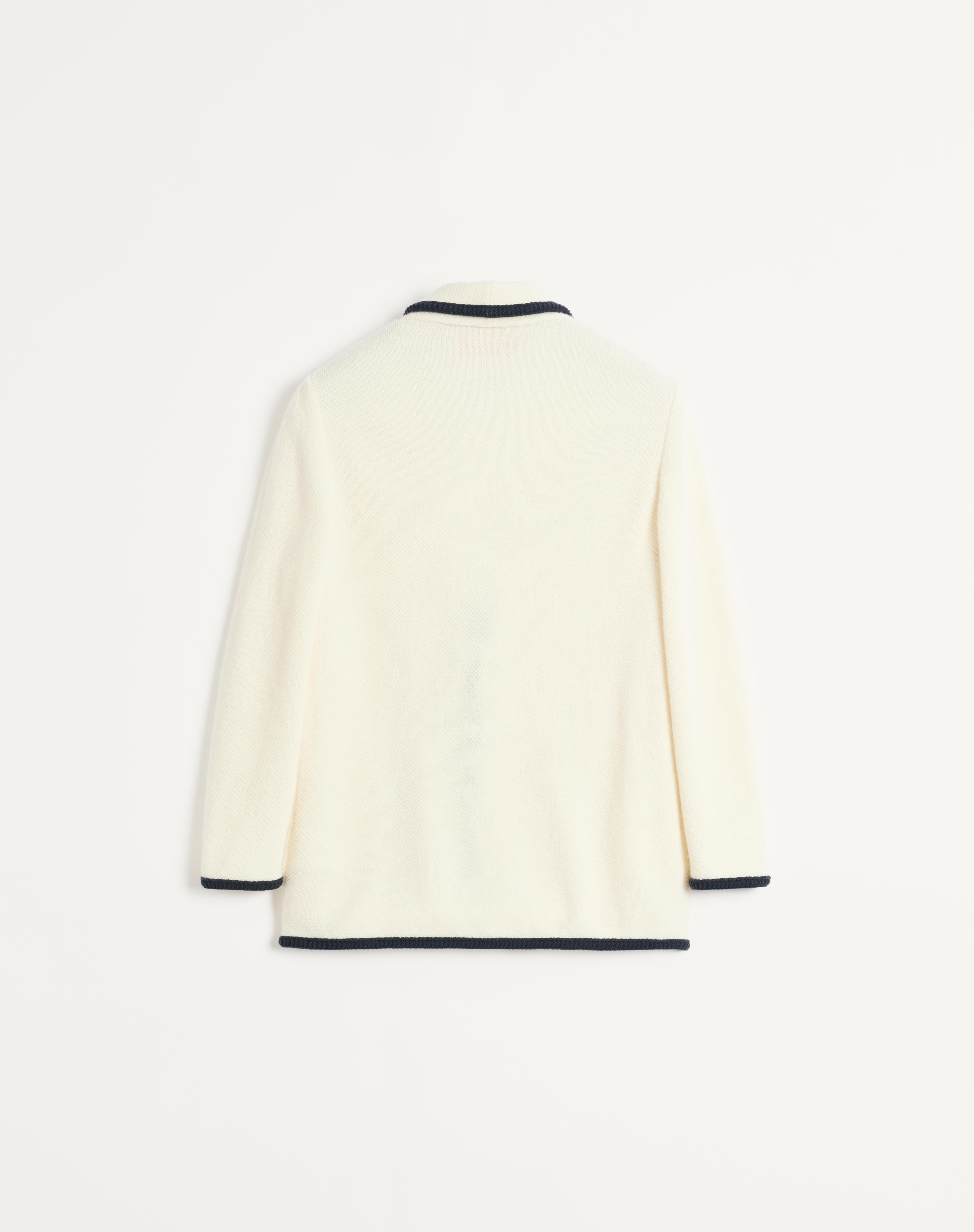 SINGLE-BREASTED WOOL AND COTTON JACKET WITH TORCHON PIPING - 2