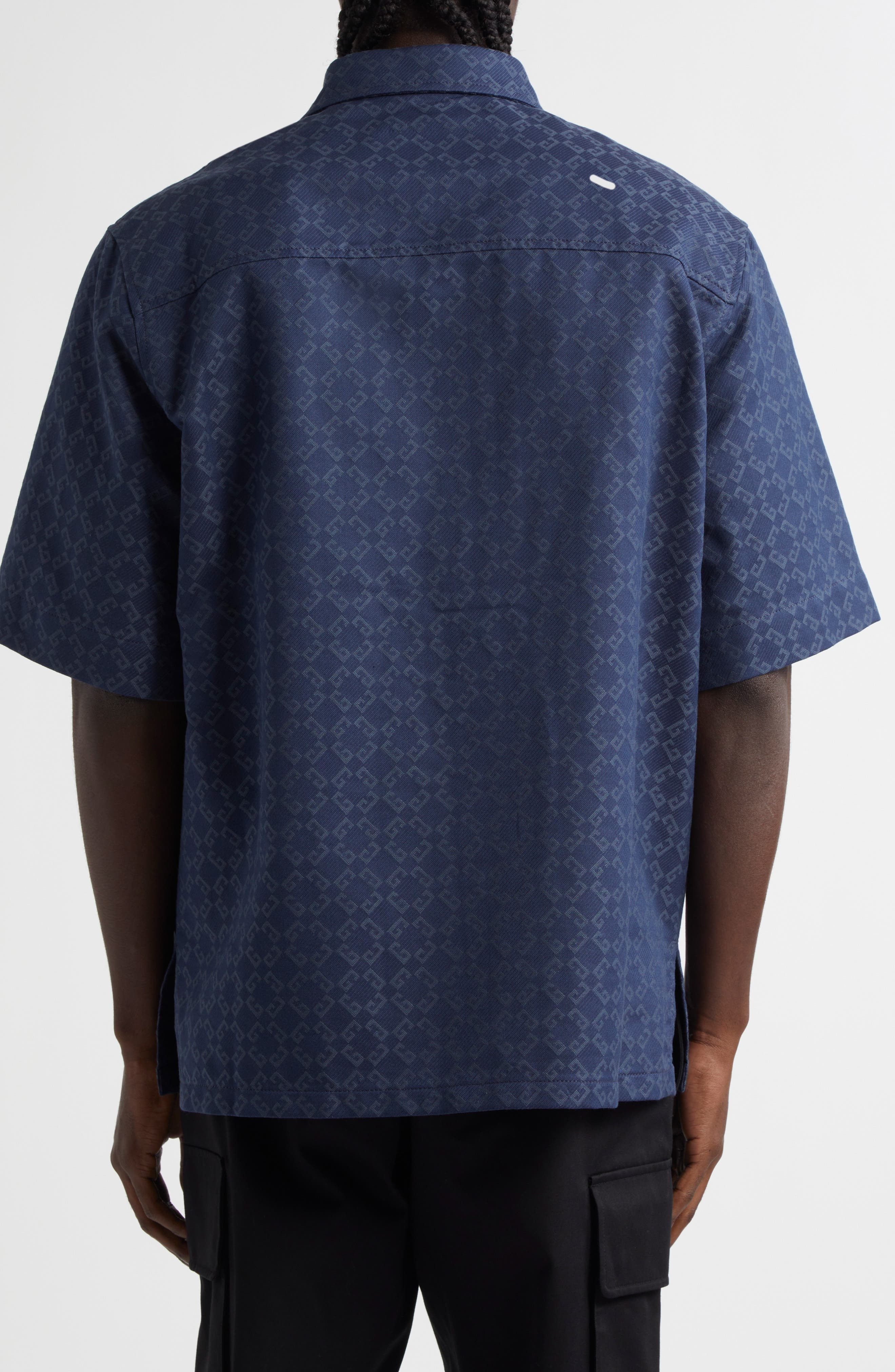 Givenchy Monogram 72 Jacquard Denim Button-Up Shirt in Grey/Blue at Nordstrom - 2