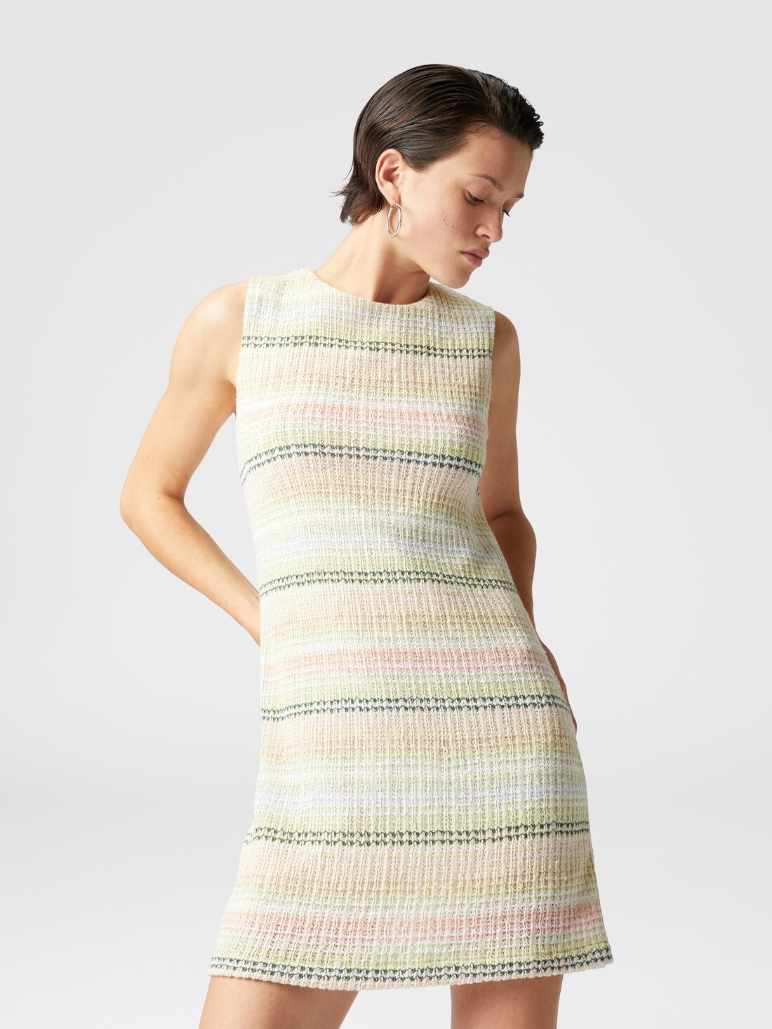 Sleeveless dress in cotton blend with Caperdoni motif - 4