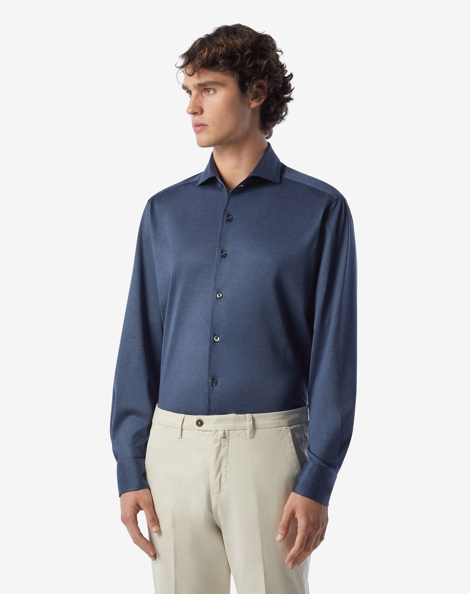 Avio blue jersey cotton shirt - 2