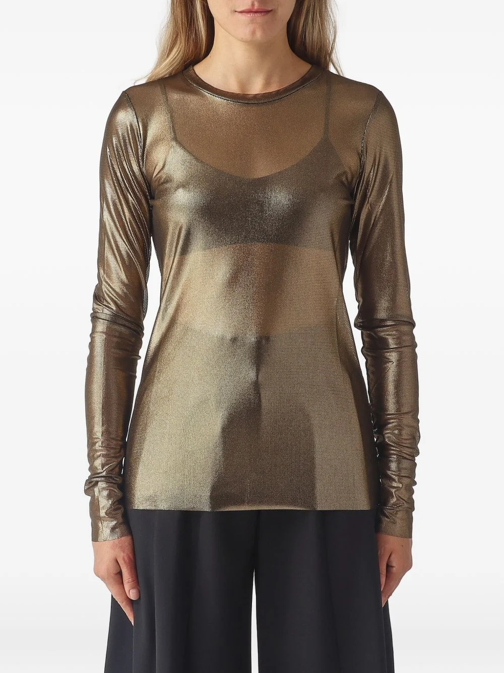 metallic-effect long-sleeve T-shirt - 1