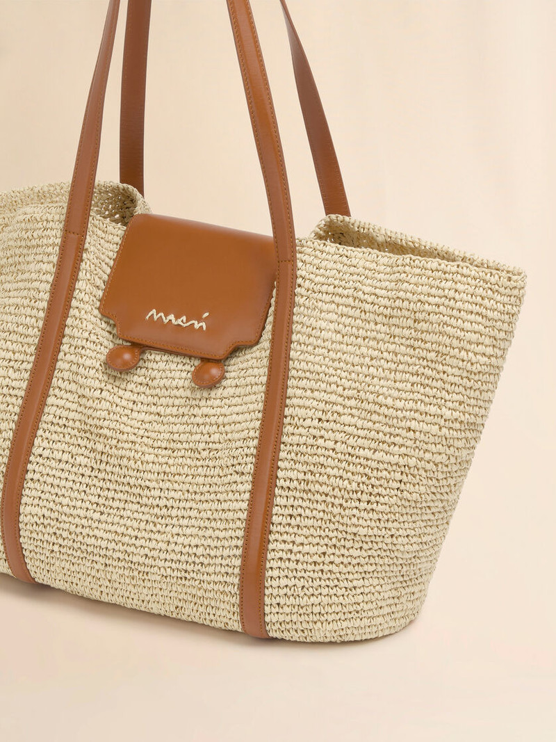 MEDIUM NATURAL RAFFIA-EFFECT TRUNKAROO BEACH BAG 5