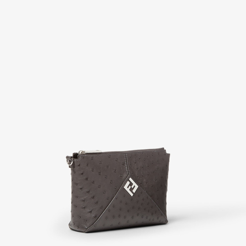 FENDI Fendi Lui Clutch Dark gray ostrich leather pouch outlook