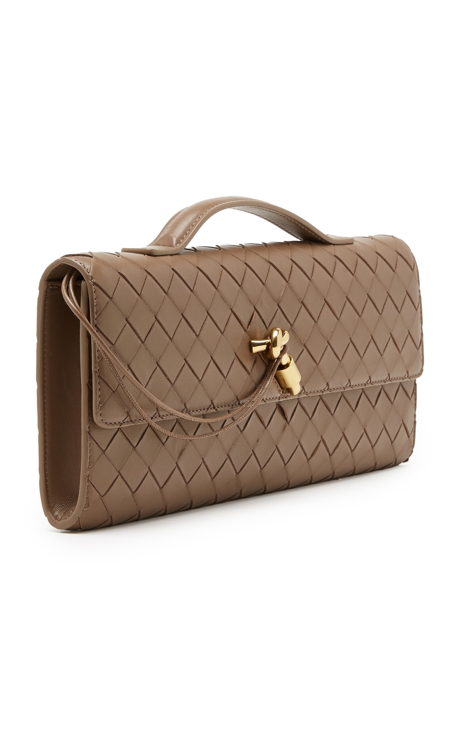 Bottega Veneta Long Andiamo Intrecciato Leather Clutch brown