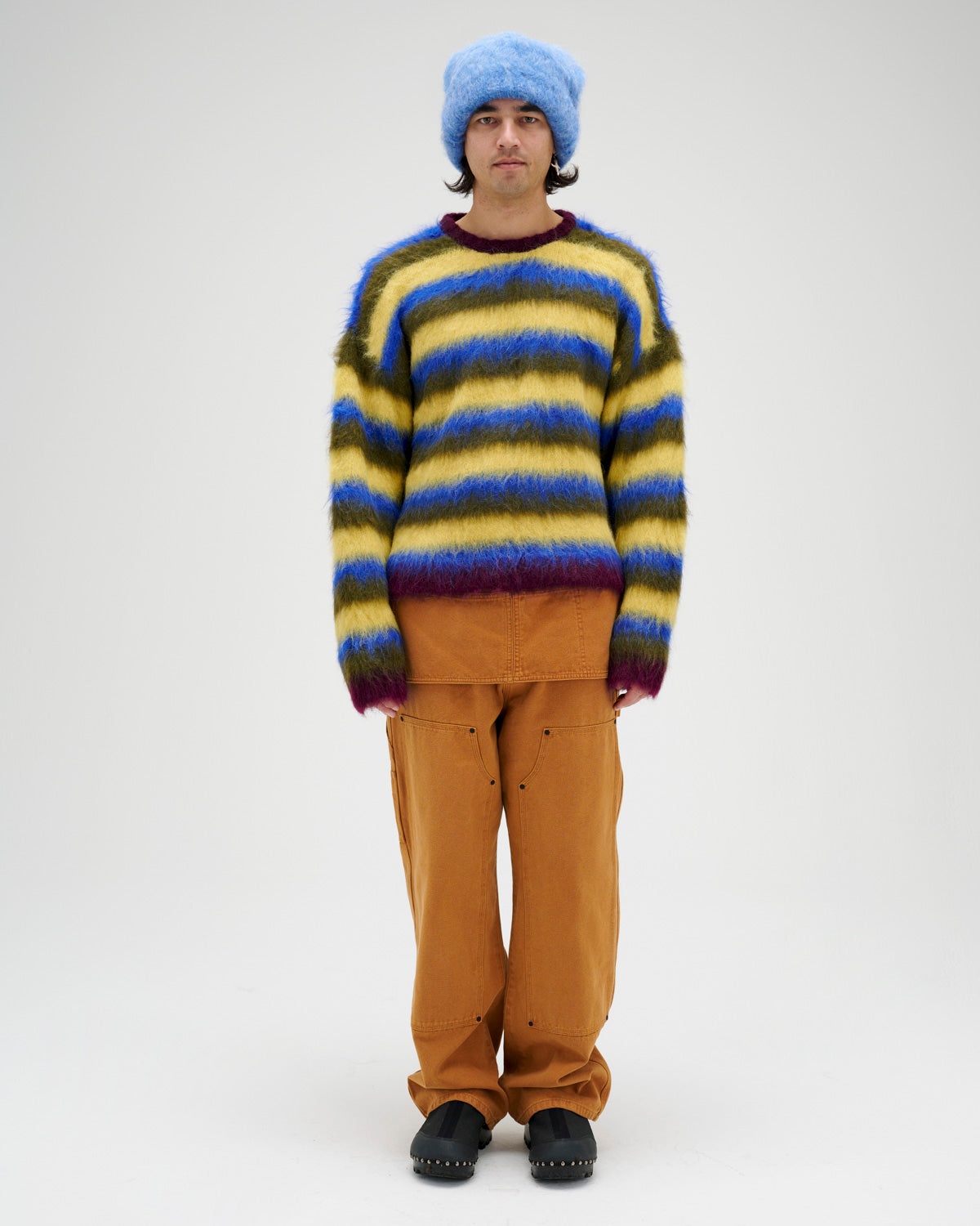 Blurry Lines Alpaca Crewneck Sweater - Yellow Multi - 9