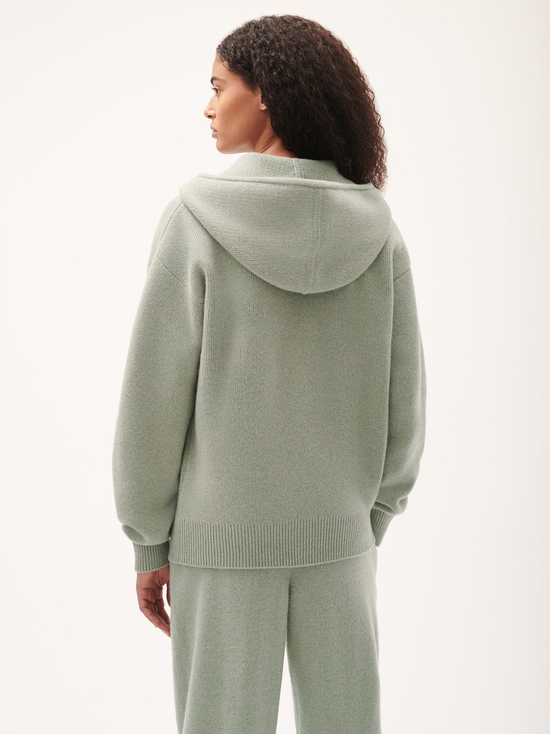 Womens DNA Recycled Cashmere Zipped Hoodie - Moss Green 3