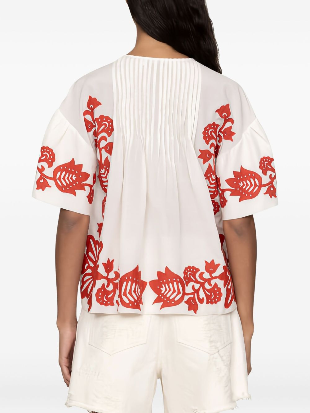 Liliana pleated embroidered blouse - 3