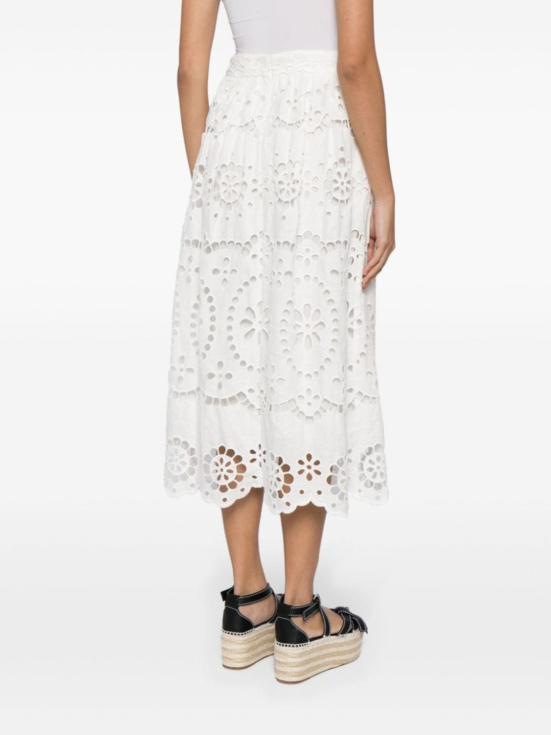 Lexi embroidered linen midi skirt 4