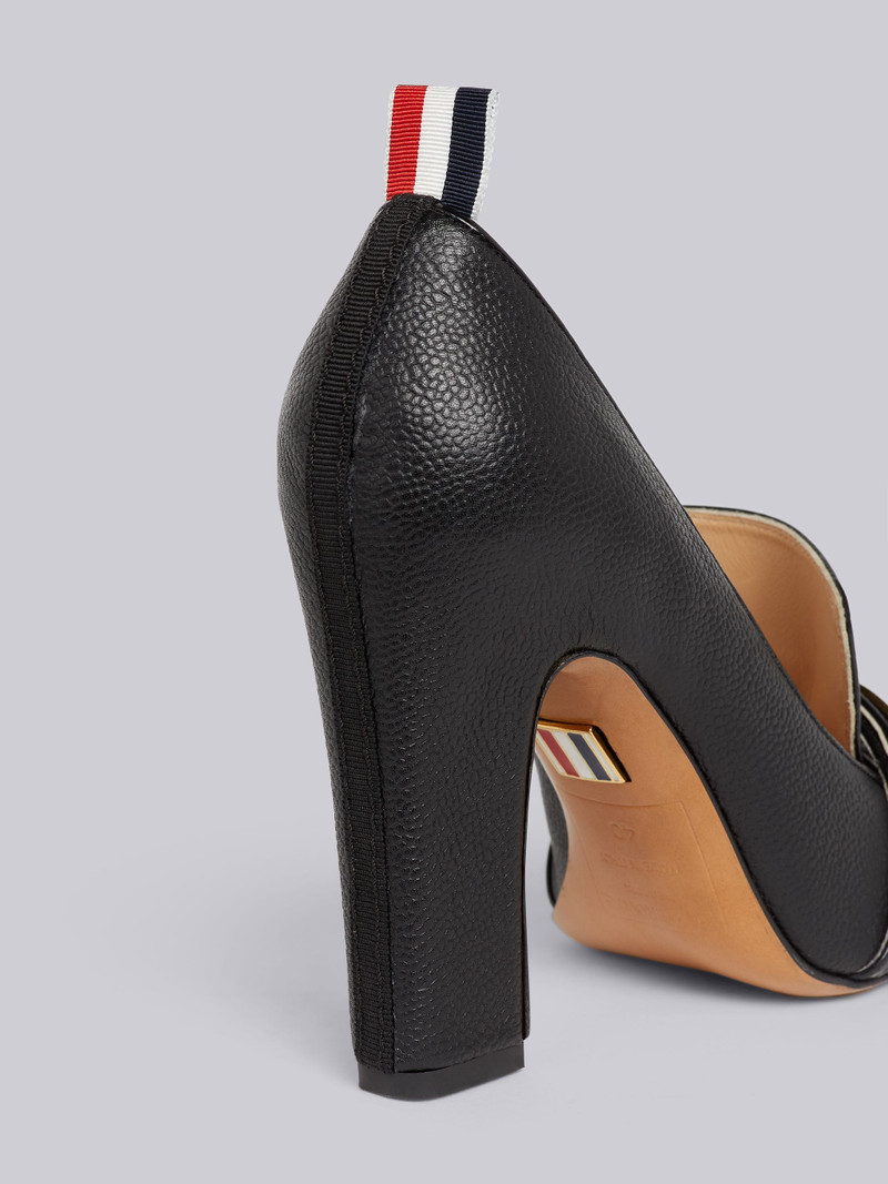 Thom Browne Black Soft Patent Leather Stripe Enamel Strap 105mm Block Heel Loafer outlook