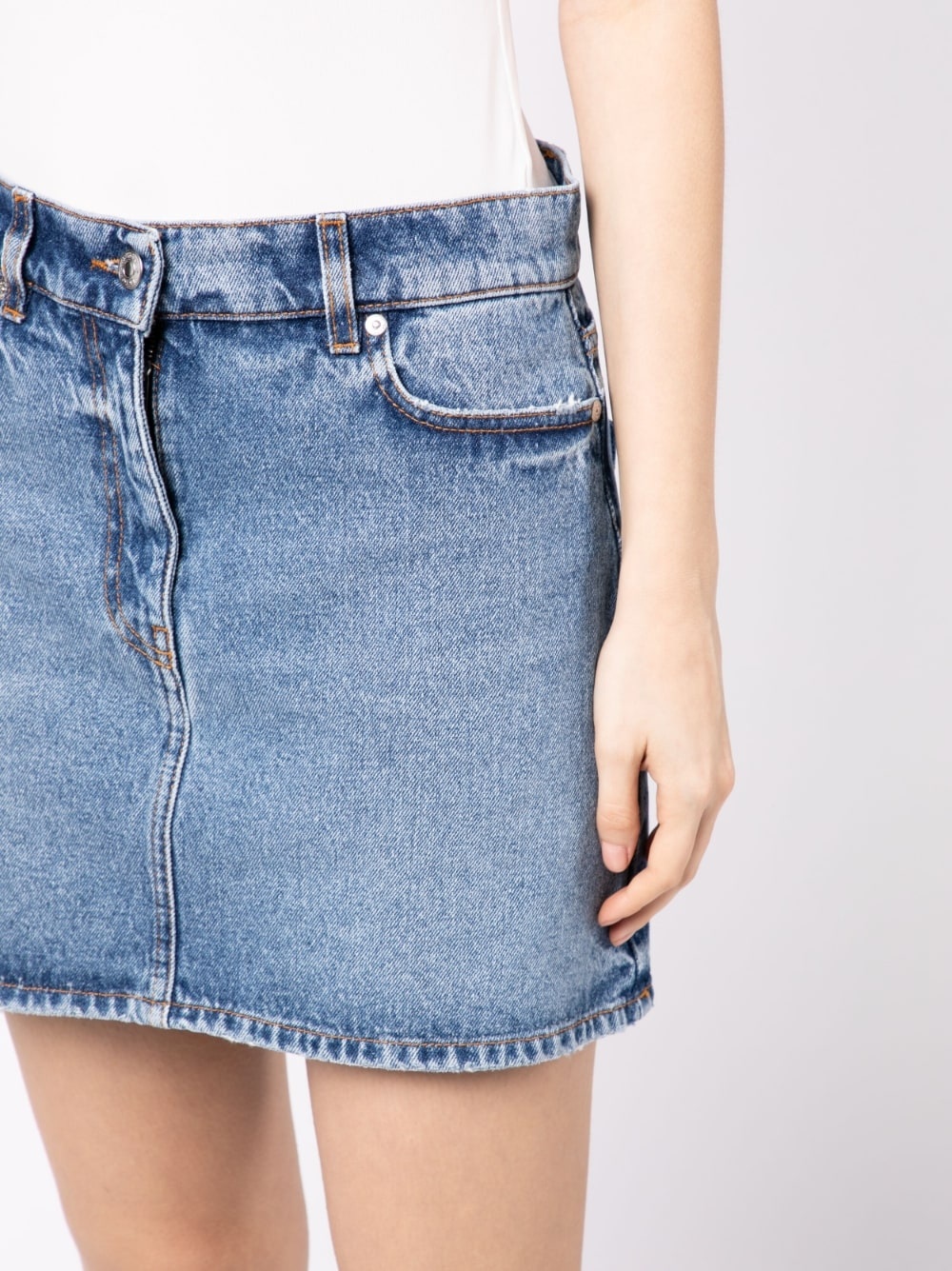 washed cotton denim skirt - 5