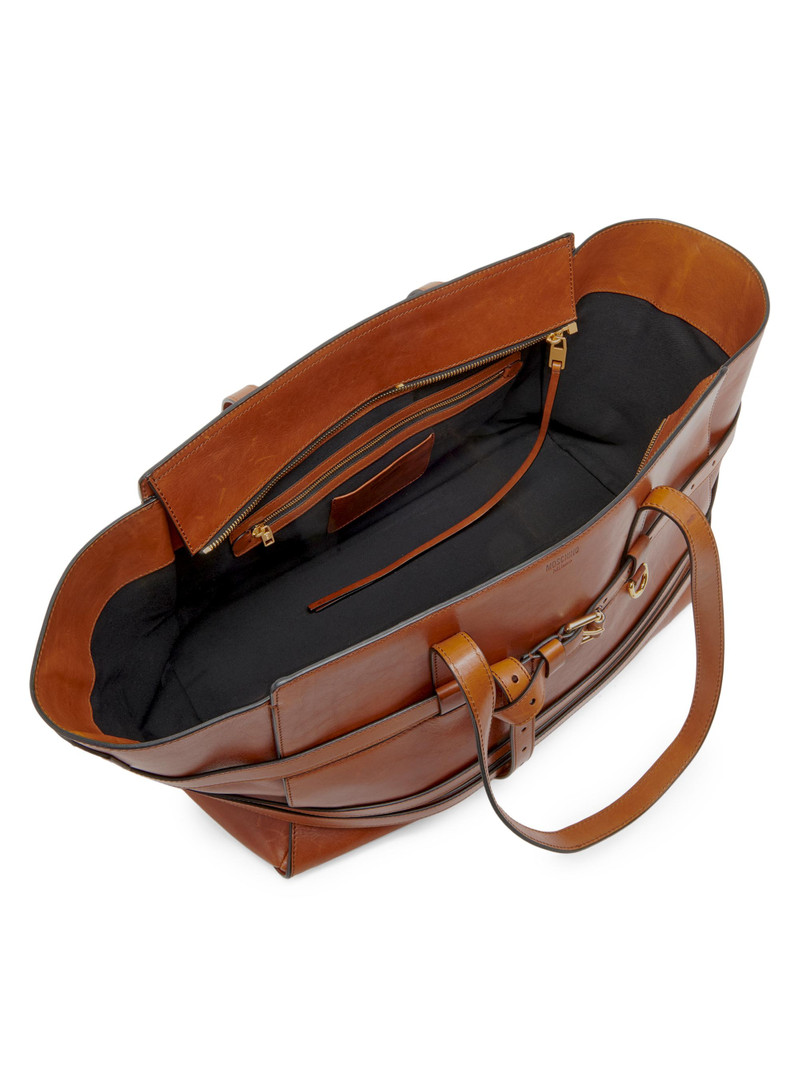 Women's Belted Leather Tote Bag - Hide 3