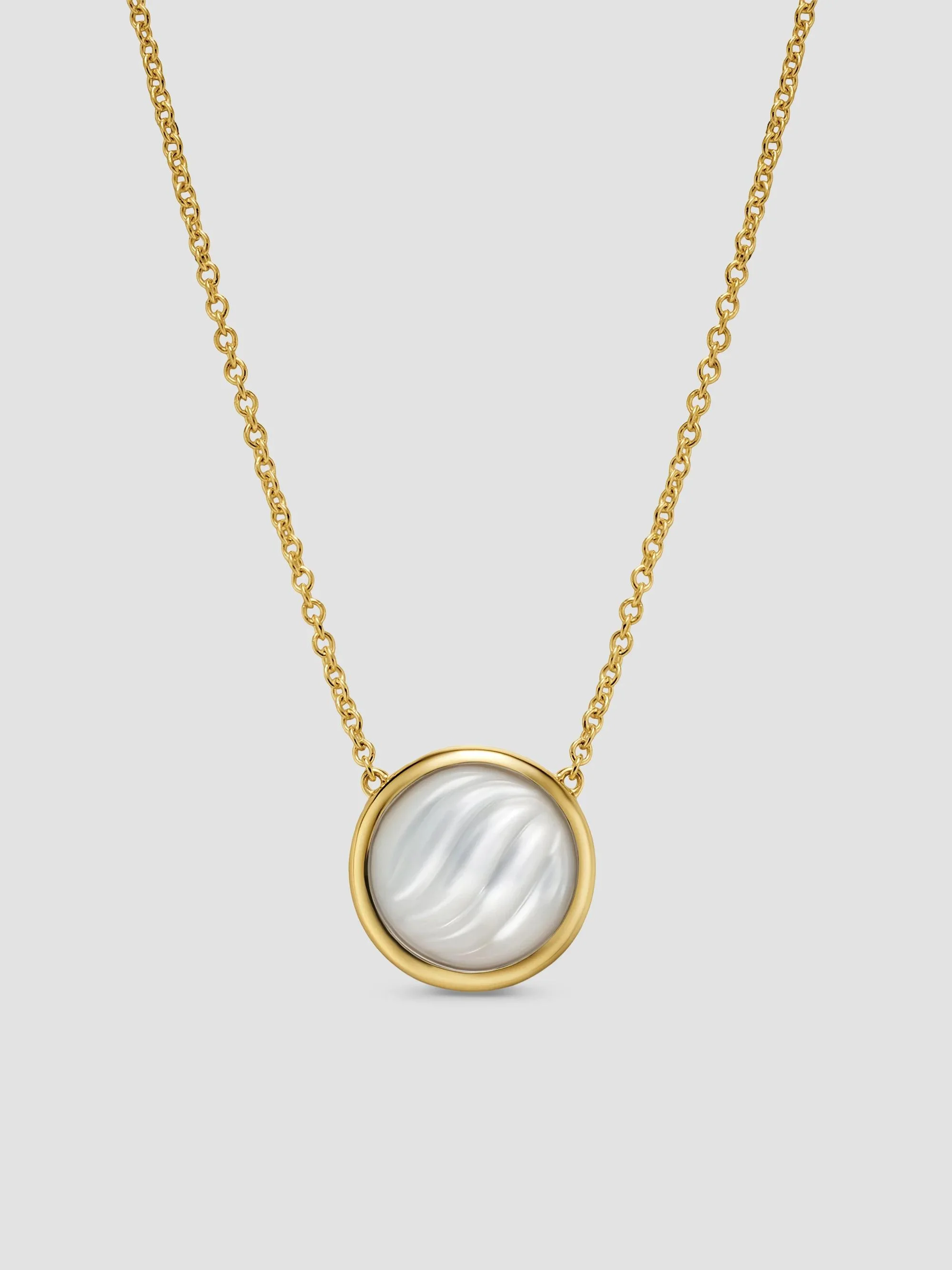 Women's Sculpted Cable Pendant Necklace in 18K Yellow Gold - Mother Of Pearl - 1