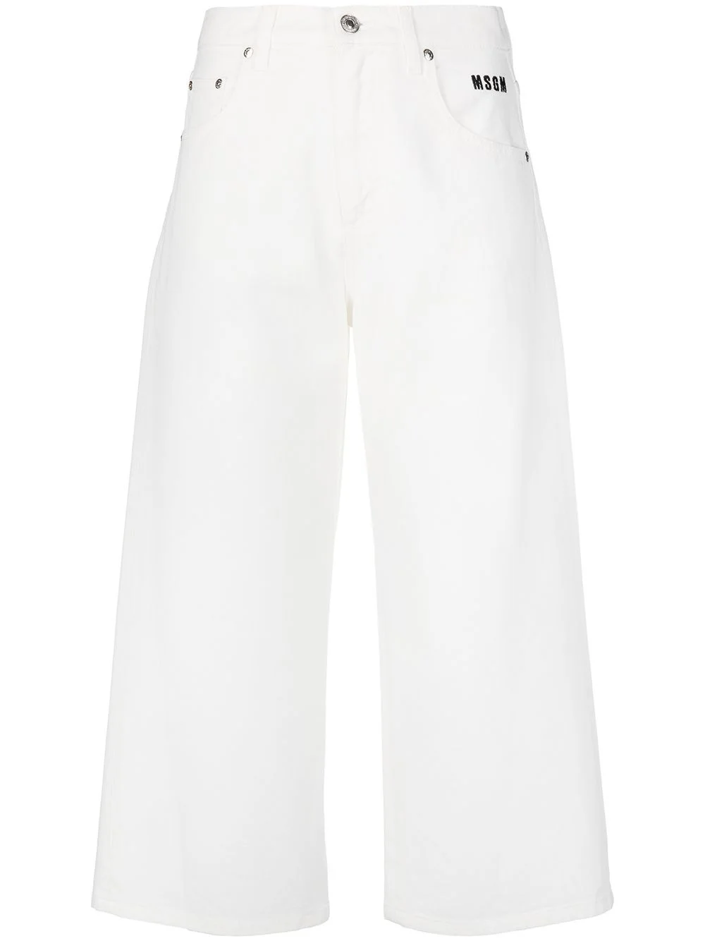 logo-print cropped jeans - 1
