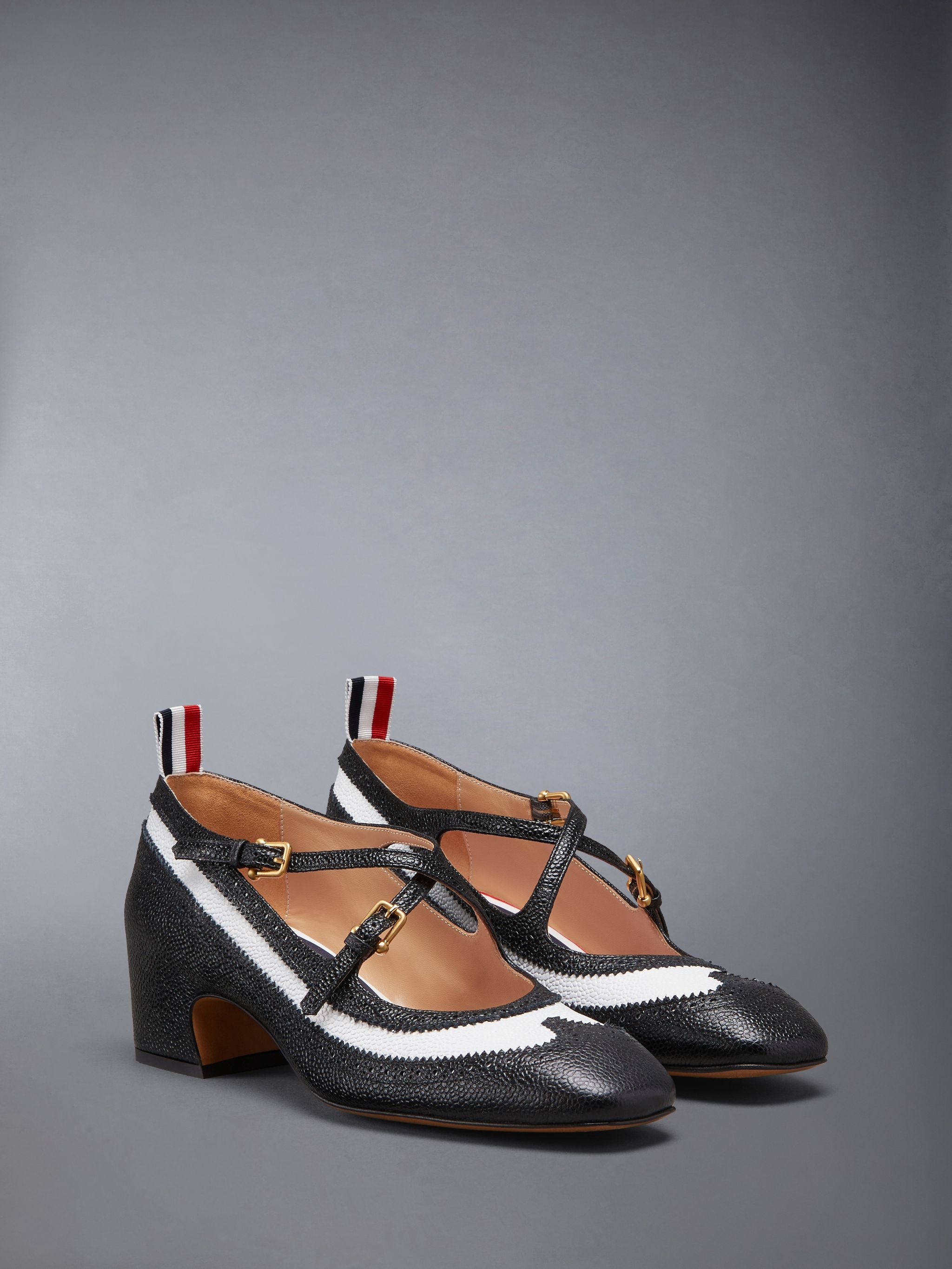 Pebble Grain 40mm Block Heel Criss Cross Thom John - 2