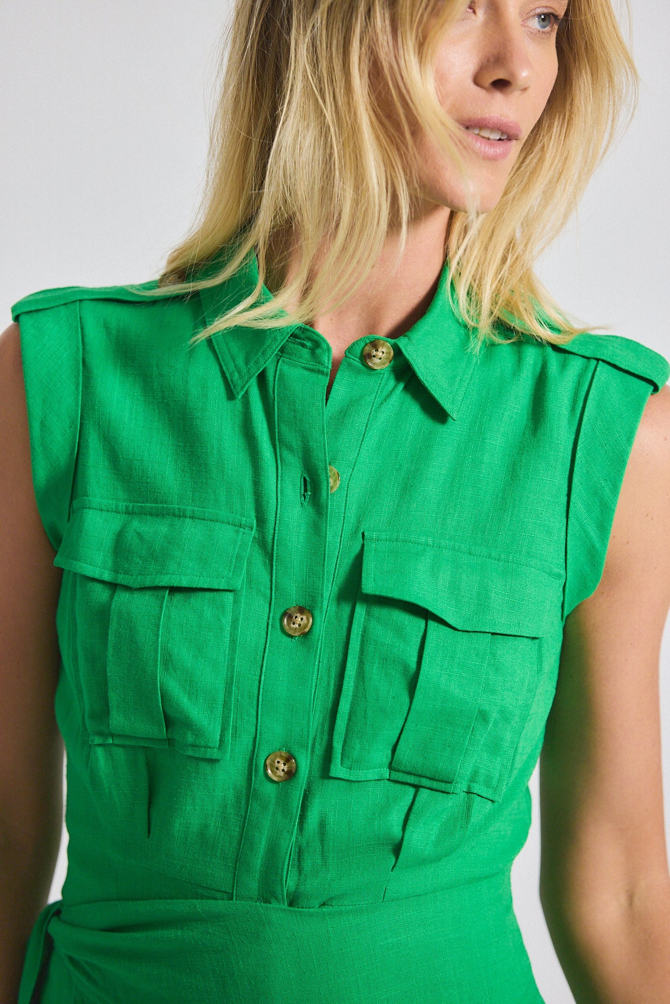 GISELLE MINI TIE FRONT CARGO DRESS - 3