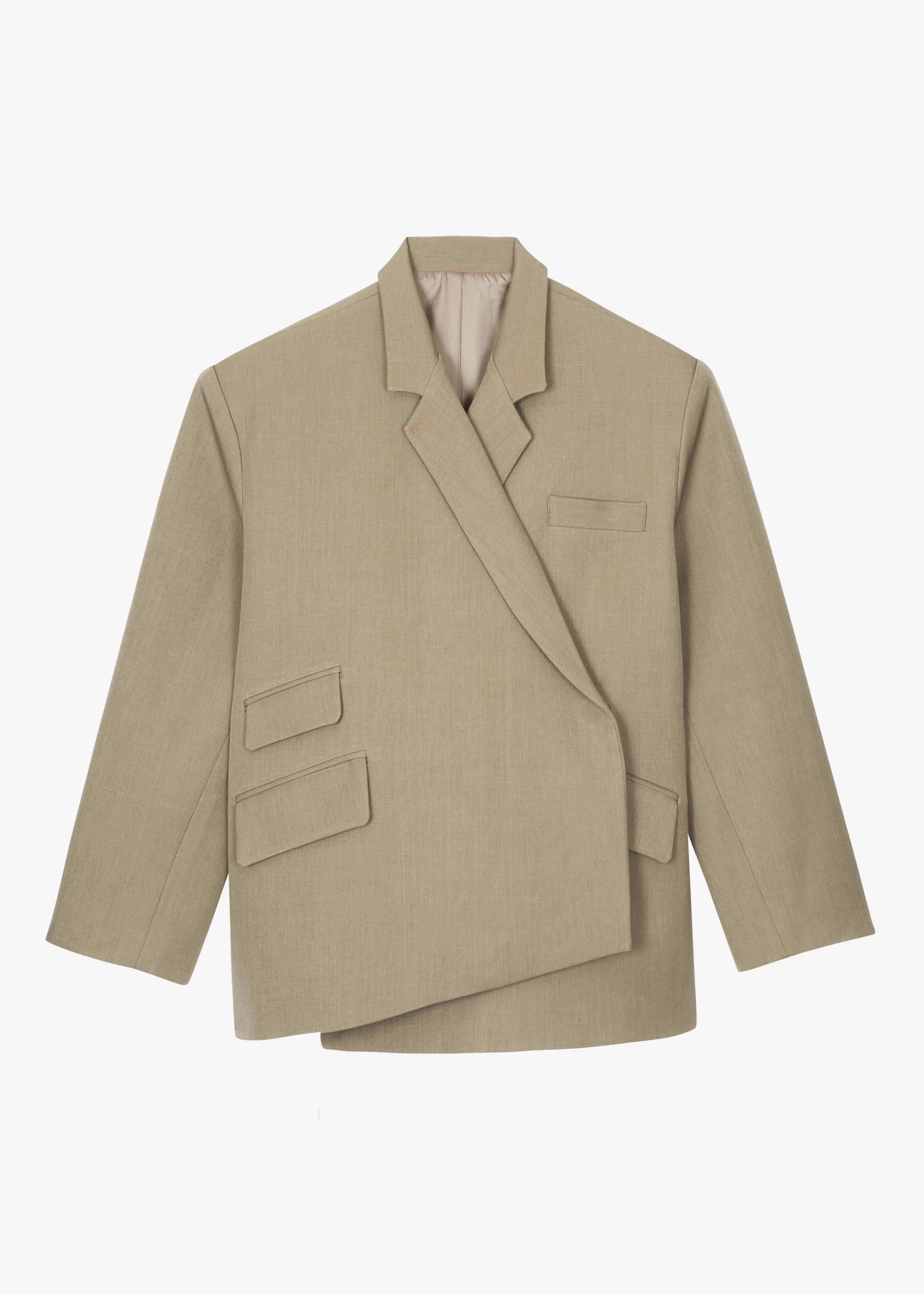 Tolmer Boxy Wrap Blazer - Taupe Melange - 1