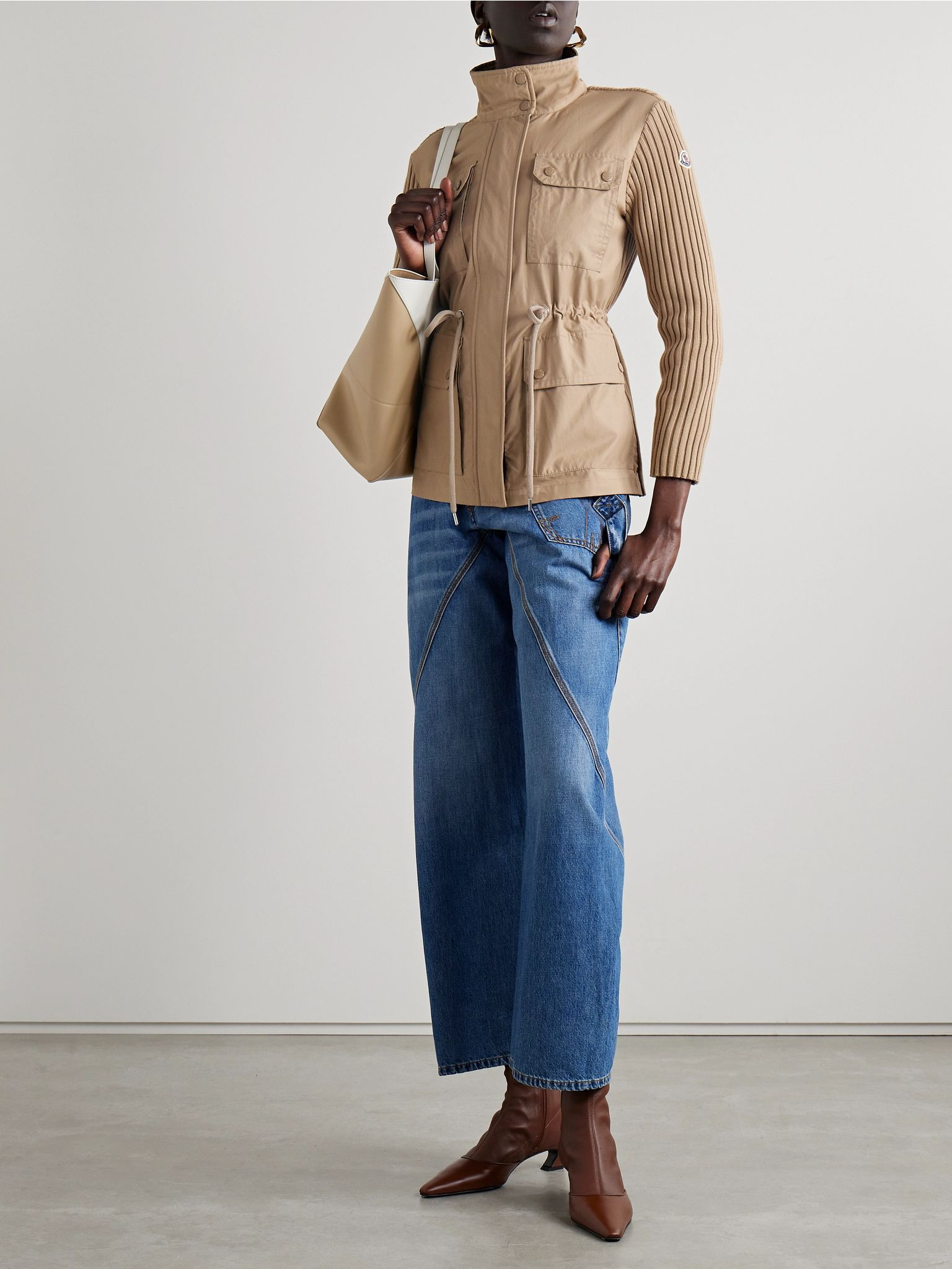 Appliquéd ribbed twill and cotton-blend jacket Sand - 2