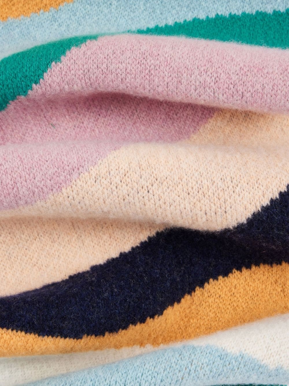 stripe-pattern lambs wool scarf - 4