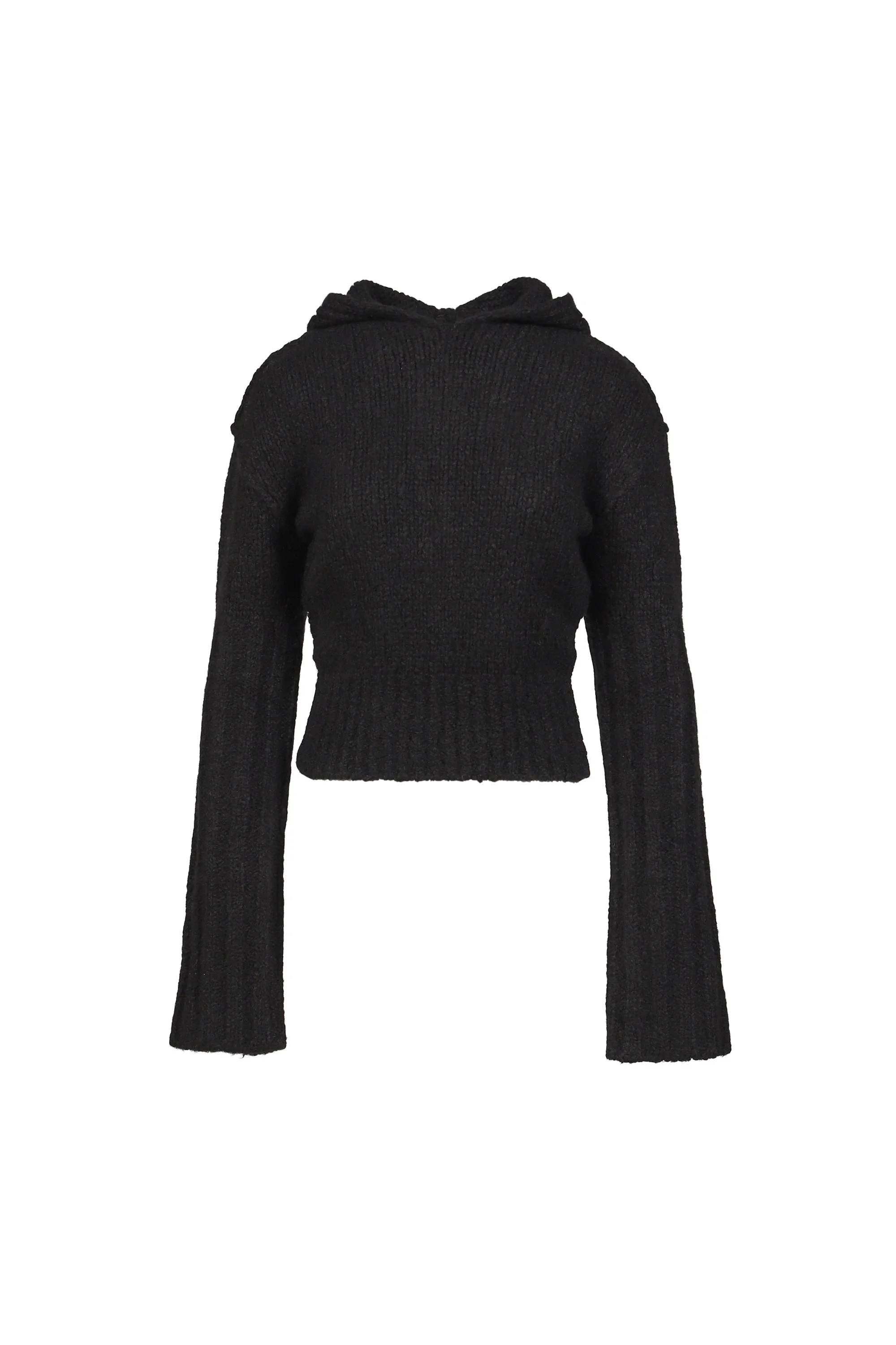 PULLOVER CROPPED HOODIE / BLK - 1