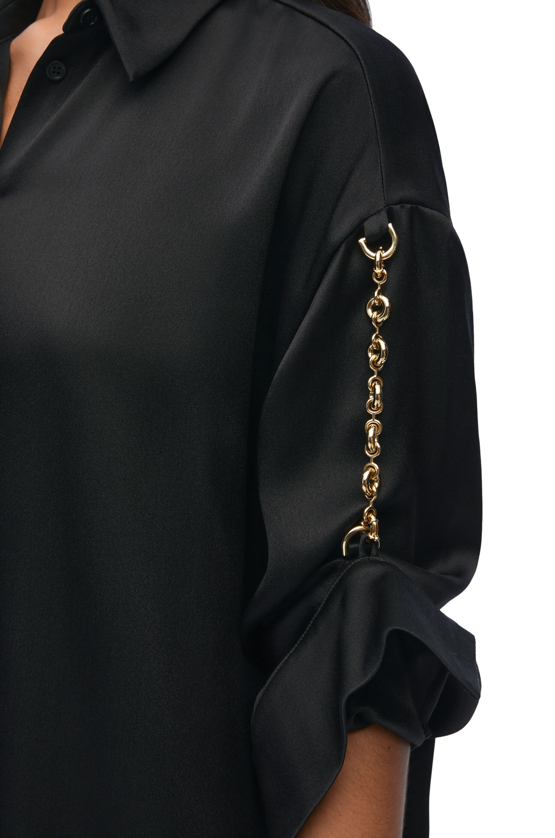 ワンピース LOEWE SS24 Black satin shirt dress (S359Y09XDB BLACK) S540Y09XSN_1100_1F.jpg?sw=512&