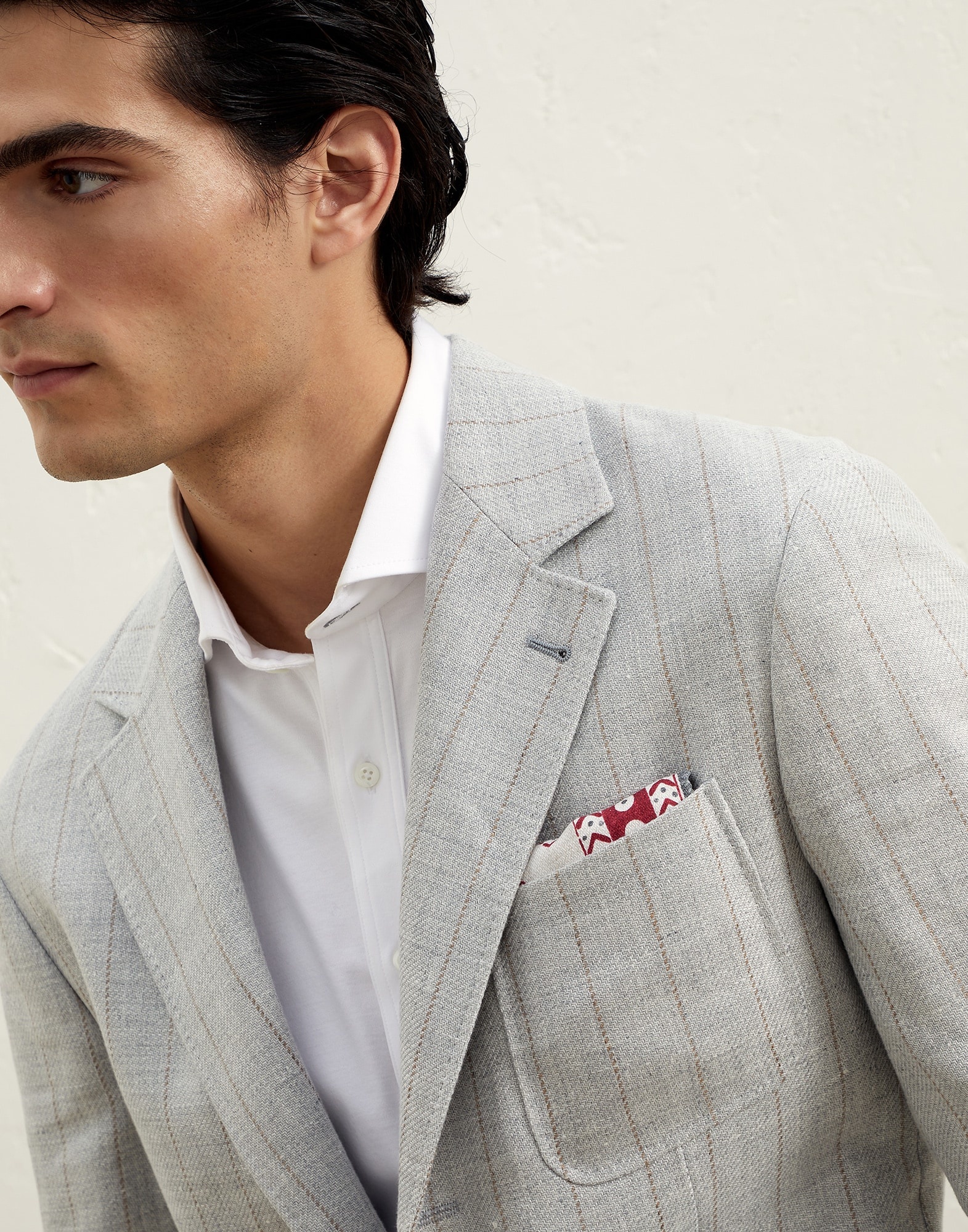 Silk pocket square with pattern and border - 3
