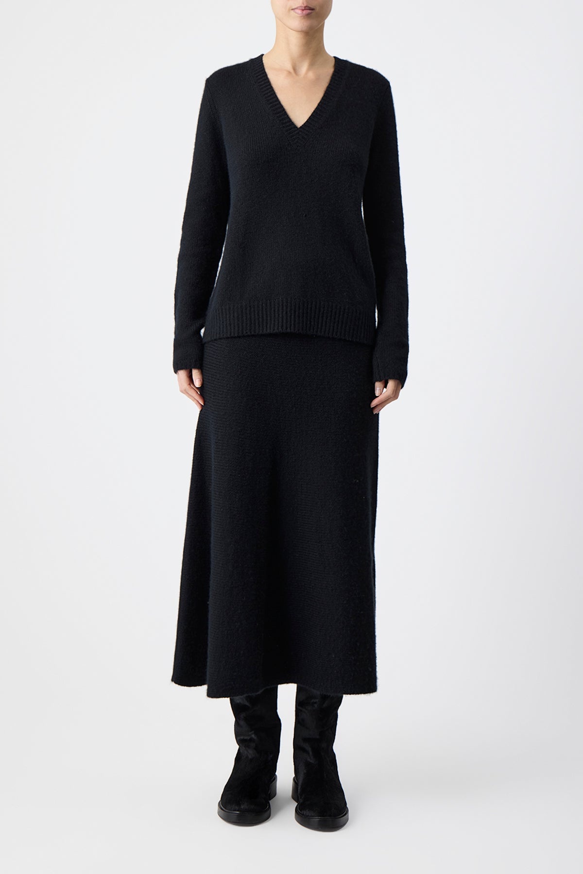 Manni Knit Skirt in Black Cashmere - 3
