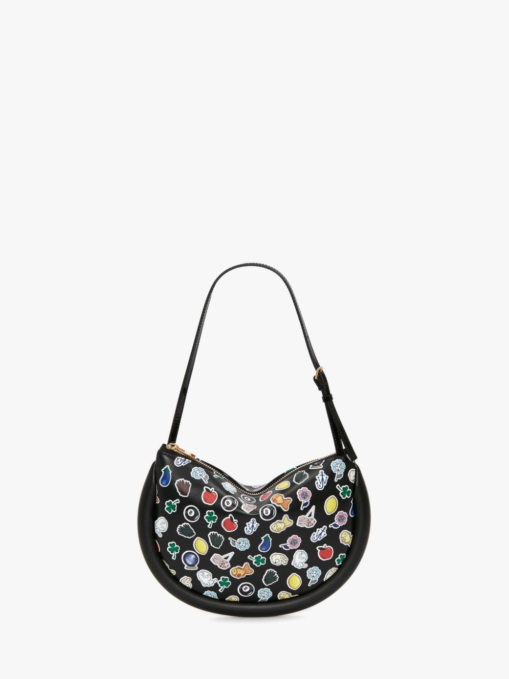 BUMPER-MOON LEATHER SHOULDER BAG WITH STICKERS PRINT - 6
