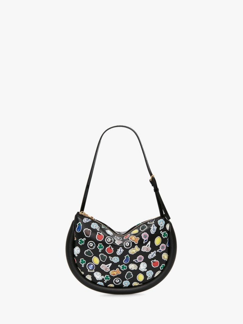 BUMPER-MOON LEATHER SHOULDER BAG WITH STICKERS PRINT 6