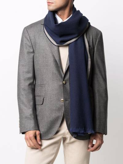 Brunello Cucinelli contrasting-edge frayed scarf outlook