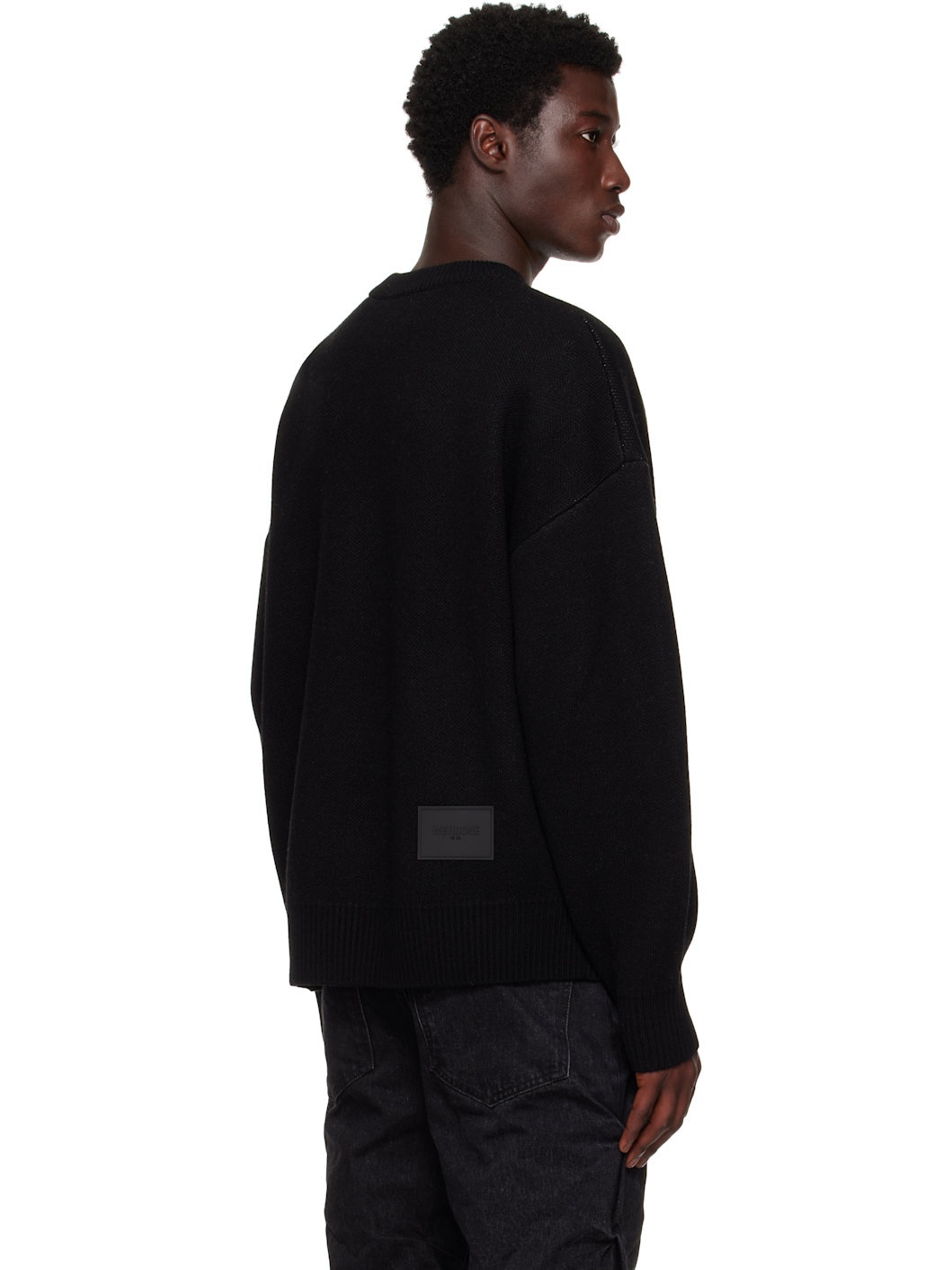 Black Logo Pile Knit Sweater - 3