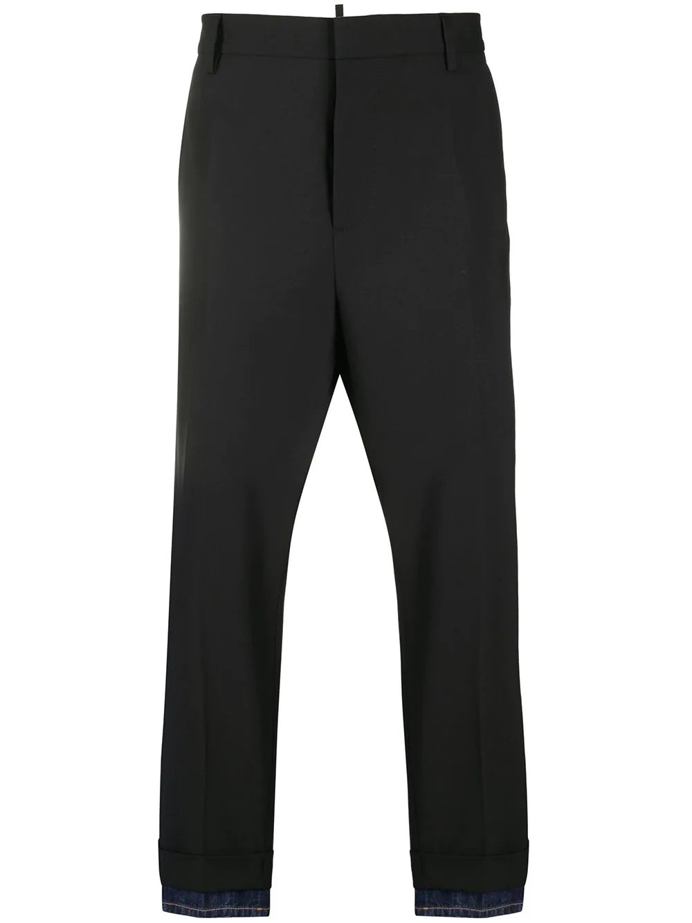 denim-hem tailored trousers - 1