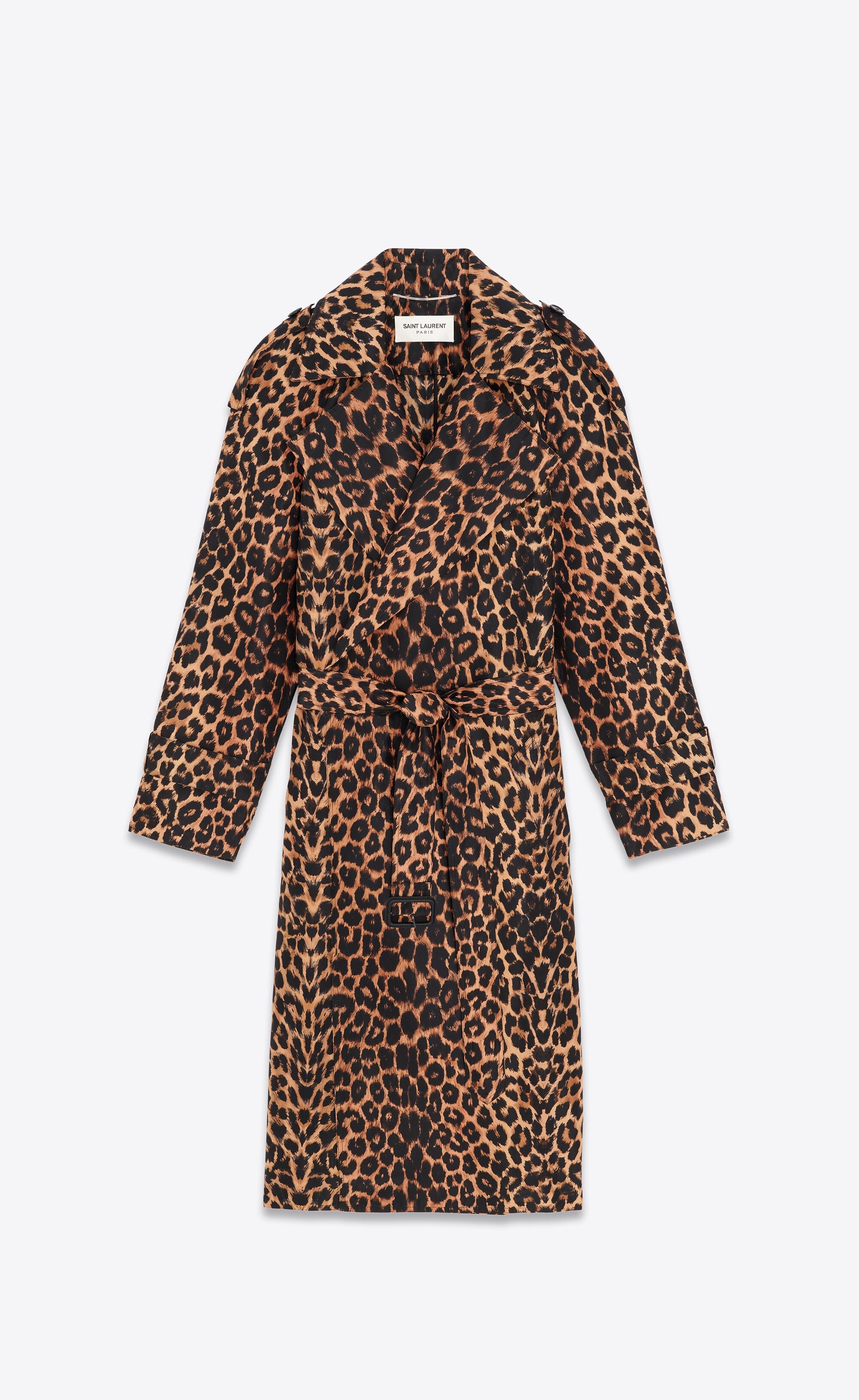 trench coat in leopard silk taffeta - 2