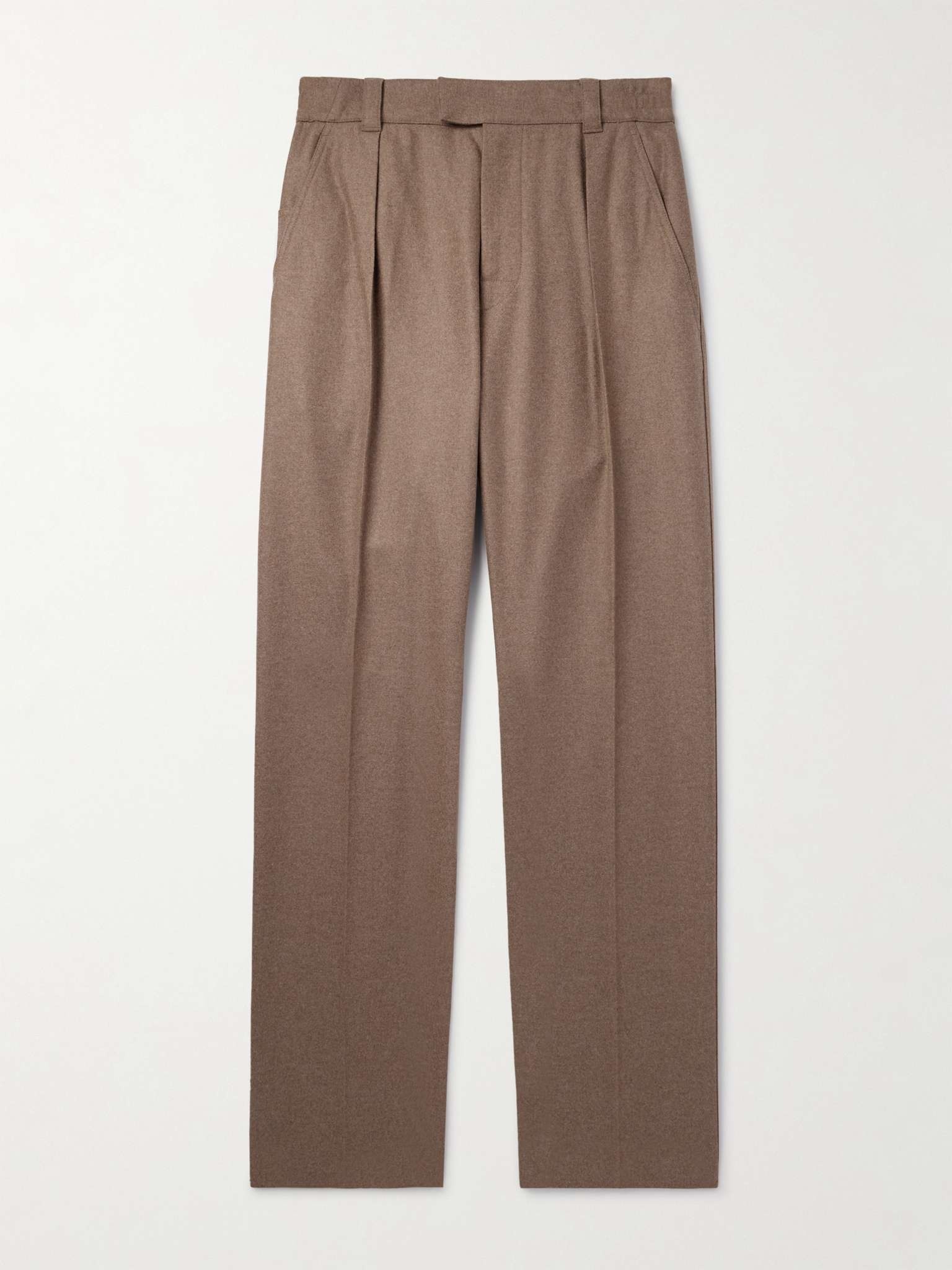 Reinga Straight-Leg Pleated Wool and Cashmere-Blend Flannel Trousers - 1