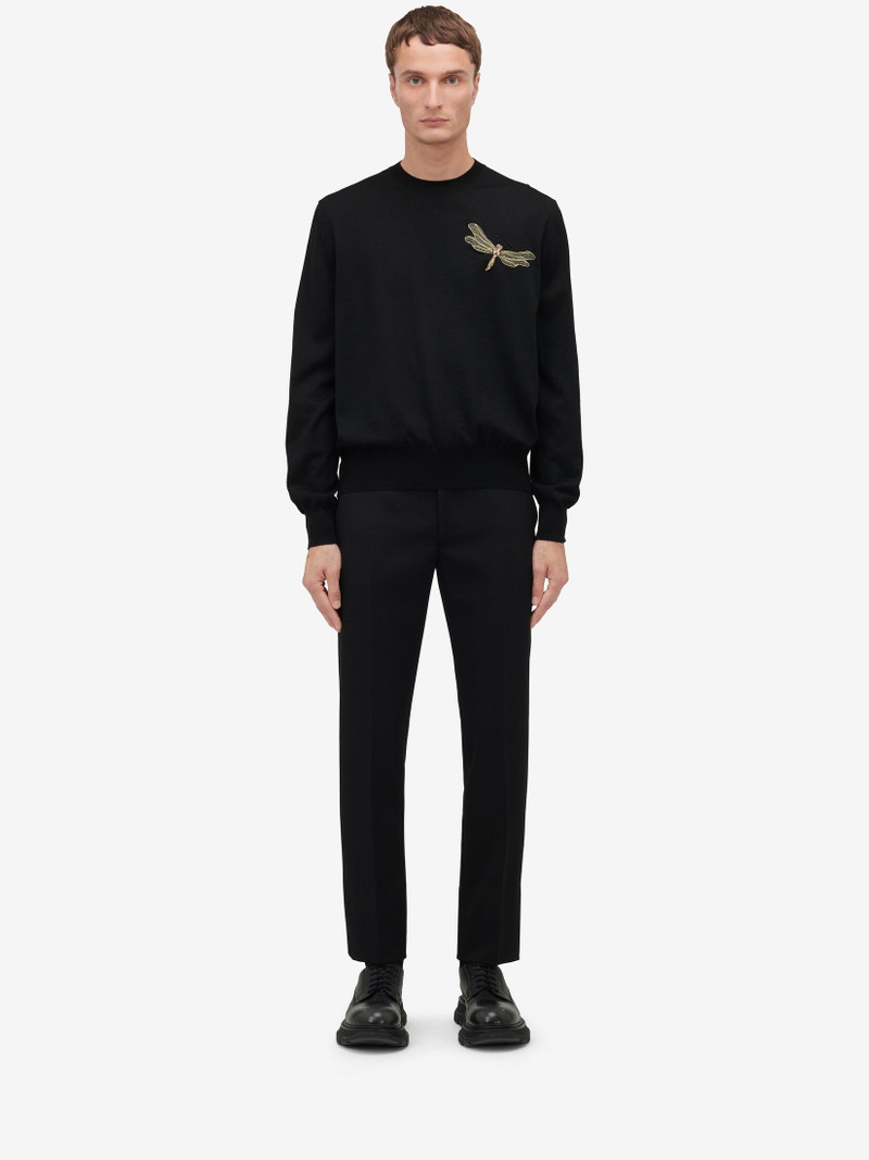 Alexander McQueen Men's Dragonfly Applique Jumper in Black/ Gold outlook