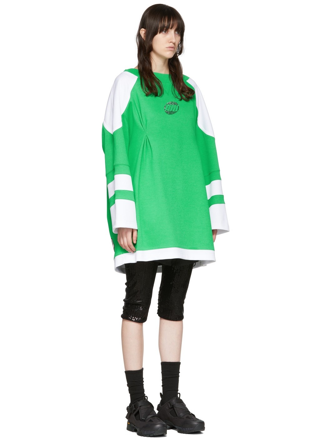 Green Cotton Mini Dress - 2
