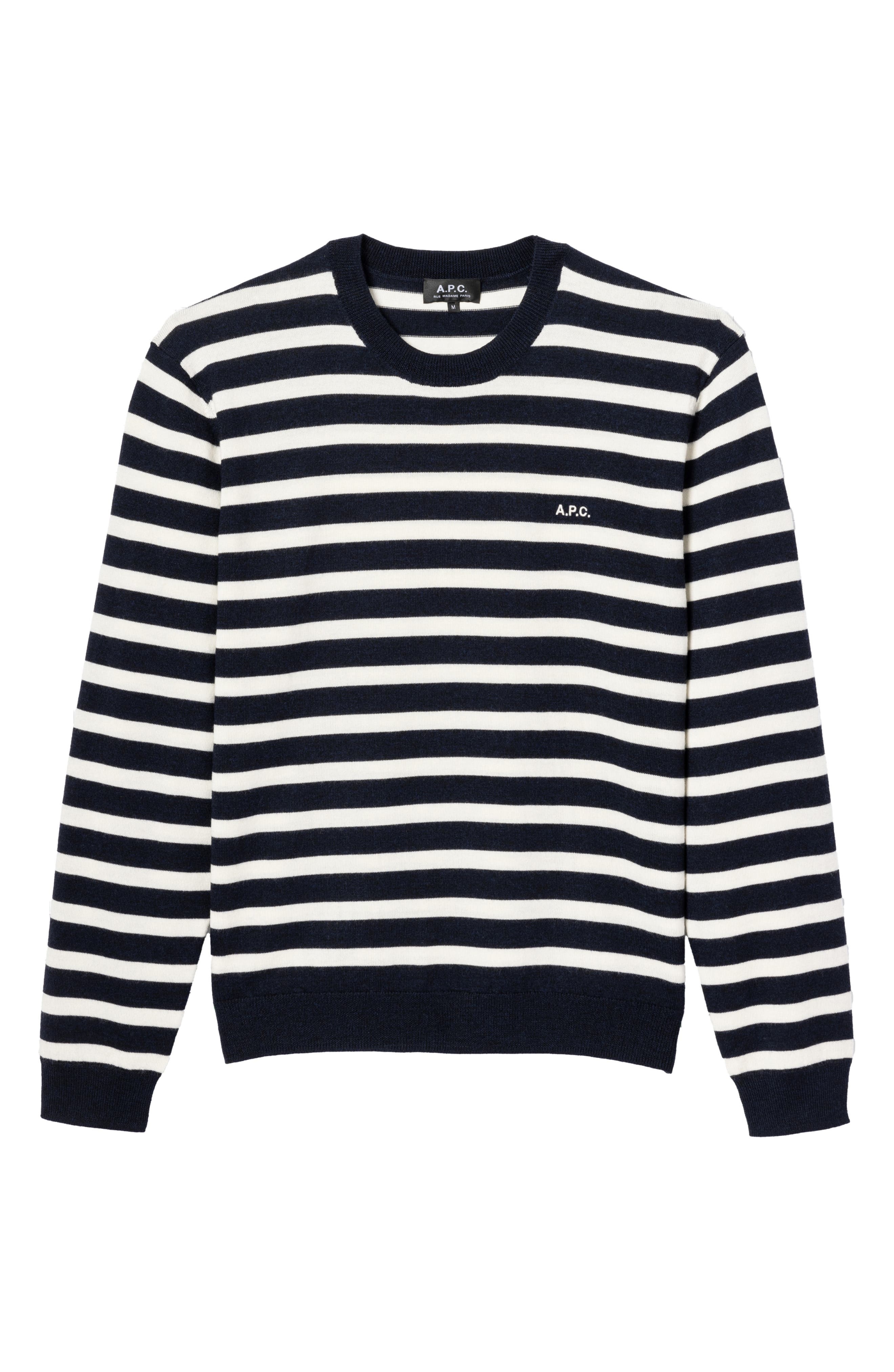 A.P.C. Matthias Stripe Wool Sweater in Dark Navy /Ecru at Nordstrom - 2