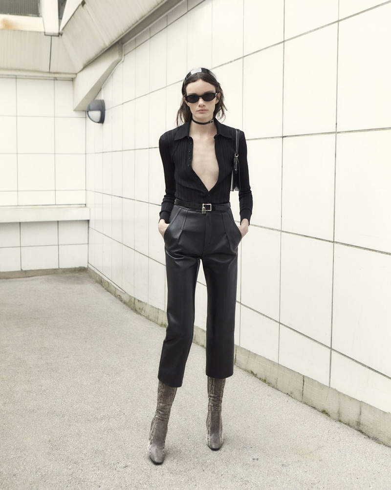 SAINT LAURENT pleated pants in lambskin outlook