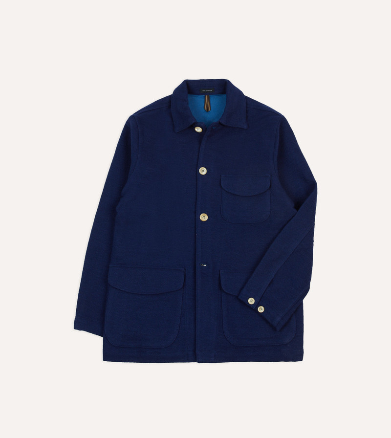 Blue Wool-Linen Three-Pocket Chore Jacket 1