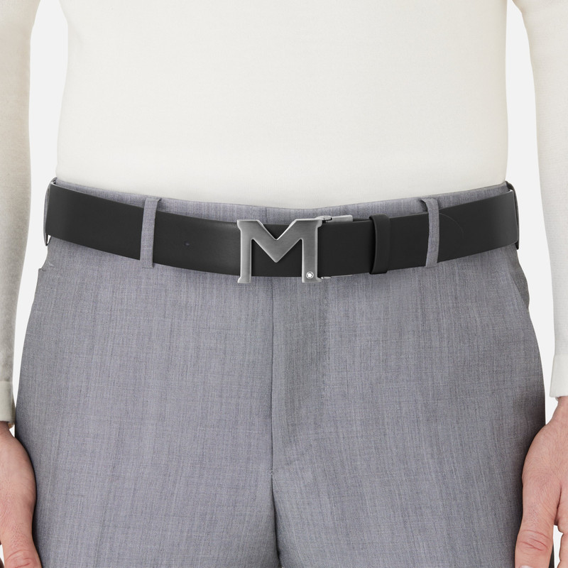 M buckle black 35 mm leather belt 4