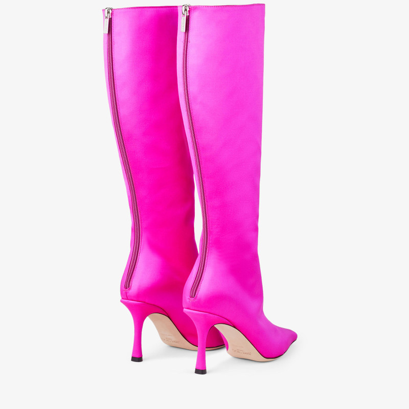 Agathe Knee Boot 85 Fuchsia Satin Knee-High Boots 6