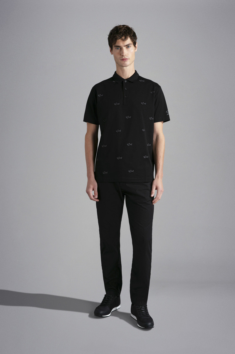 Paul & Shark COTTON PIQUE POLO SHIRT WITH ALL OVER REFLEX SHARK PRINT outlook