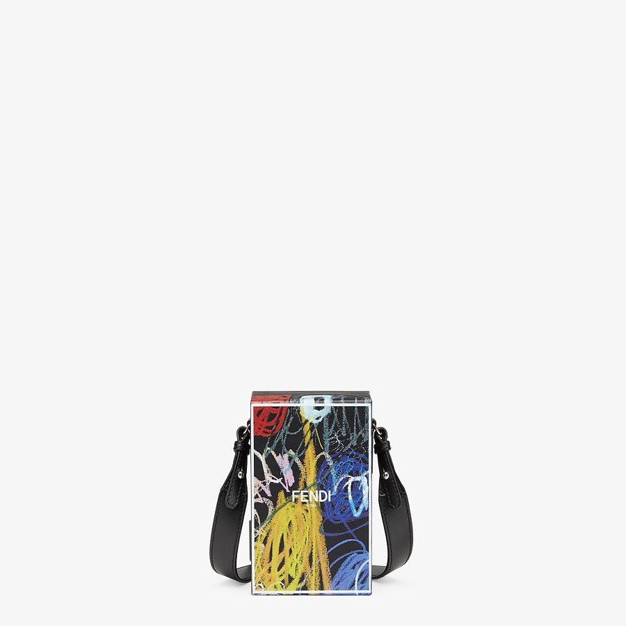 Leather bag with multicolor print - 1