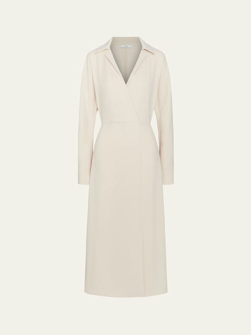 Shaped Collar Dolman-Sleeve Midi Dress 1