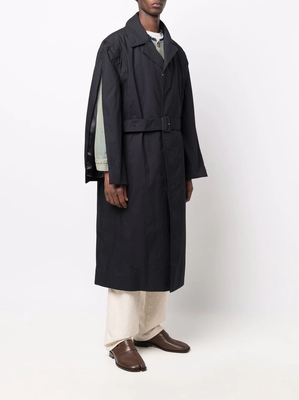 layered cotton trench coat - 3