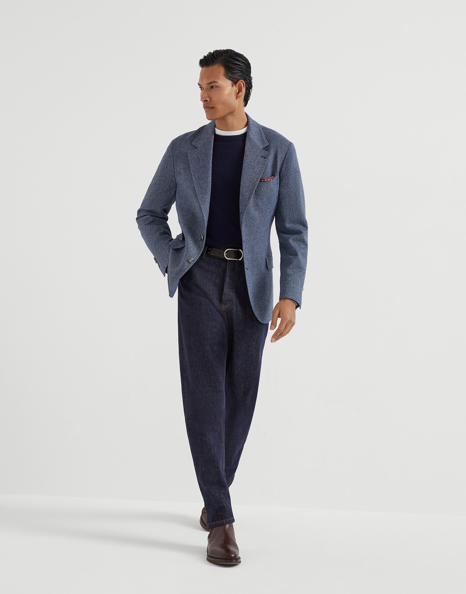 Wool, cashmere and silk cavalry deconstructed Cavallo blazer with metal buttons - 5