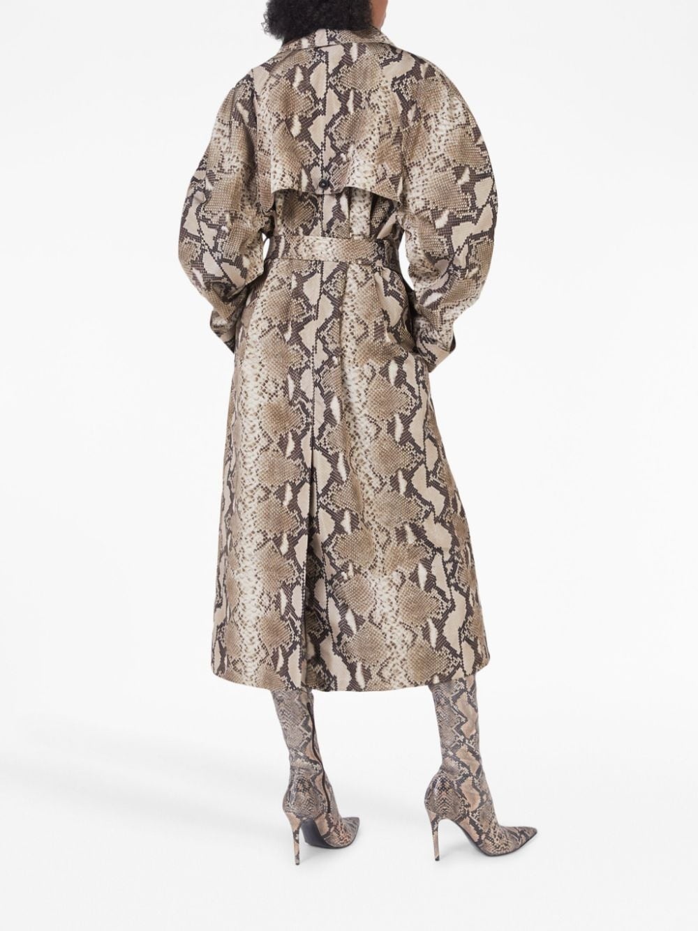 python-print belted trench - 3