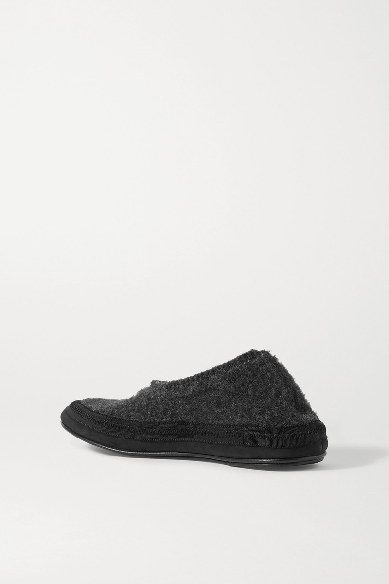 Fairy grosgrain and suede-trimmed cashmere slippers 3