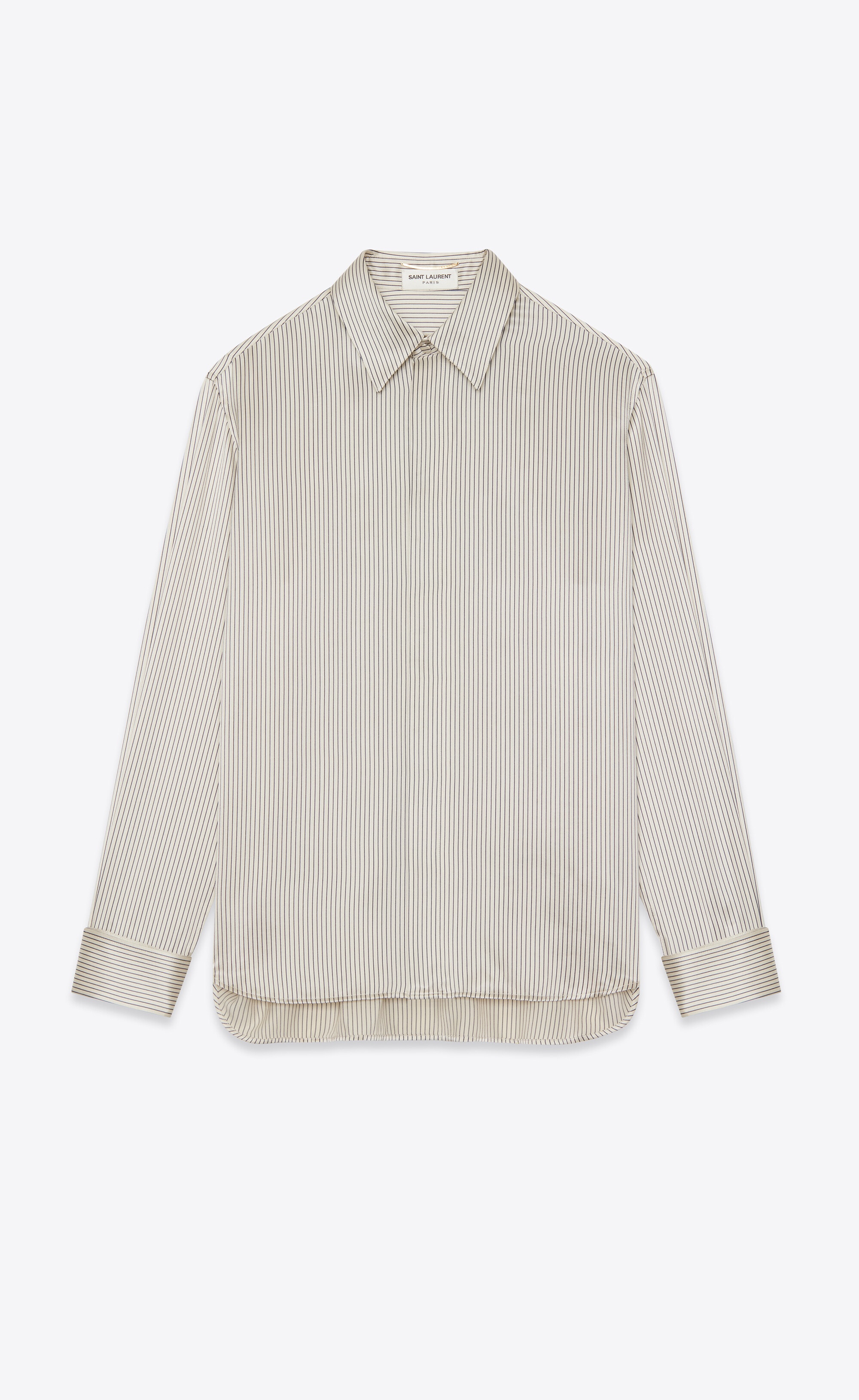 boyfriend shirt in striped silk satin - 1